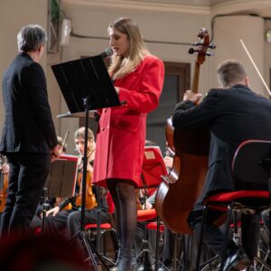 Virginia Risso legge i brani di Thamos Re d'Egitto di Mozart al concerto dell'Accademia Stefano Tempia per la Rassegna Incanto Egizio.
